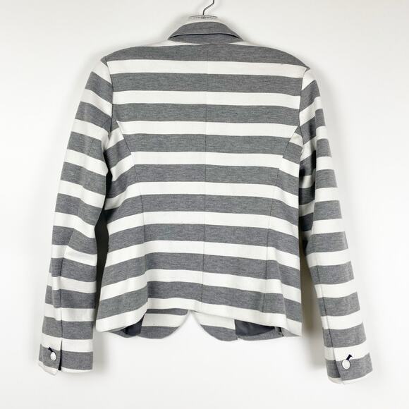 GAP Striped Ponte Academy Blazer Gray White Preppy Notched Lapel Womens Size 6 - Picture 8 of 11